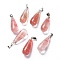 Cherry Quartz Glass Pendants, with Platinum Brass Findings, Teardrop, 26.5~29x10mm, Hole: 2.5~3.5x4~6mm