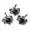 Synthetic Blue Goldstone Heart Pendants, Dragon Charms, with Rack Plating Antique Silver Plated Brass Findings, Lead Free & Cadmium Free, 33x33.5~34x7~7.5mm, Hole: 8x5mm