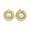 Ion Plating(IP) Flat Round Real 14K Gold Plated 304 Stainless Steel Stud Earrings, with Natural Shell, WhiteSmoke, 26x25.5mm