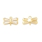 Brass Clear Glass Connector Charms, Cadmium Free & Nickel Free & Lead Free, Bowknot Links, Real 18K Gold Plated, 8x12x3mm, Hole: 1.2mm