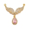 Rack Plating Brass Micro Pave Cubic Zirconia Pendants, Long-Lasting Plated, Teardrop with Wing, Real 18K Gold Plated, 31x31x5mm, Hole: 1mm