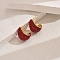 201 Stainless Steel Teardrop Glass Material High-end Minimalist Stud Earrings, Golden, Red, 20x15mm