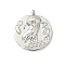 304 Stainless Steel Coin Pendants, Flat Round with Owl of Athens Charm, Anti-Tarnish, Stainless Steel Color, 29x25x5mm, Hole: 3mm