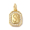 Real 18K Gold Plated Brass Micro Pave Clear Cubic Zirconia Pendants, with Jump Ring, Long-Lasting Plated, Lead Free & Cadmium Free, Letter Charms, Letter S, 12x8.5x2mm, Hole: 3mm