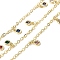 Brass Cubic Zirconia Cable Chains, with Flat Round Charms, Lead Free & Cadmium Free, Long-Lasting Plated, Rack Plating, Soldered, with Spool, Real 18K Gold Plated, Mixed Color, 9.5mm