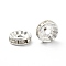 Iron Grade A Crystal Rhinestone Spacer Beads, Rondelle, Straight Edge, Silver, 10x3~3.5mm, hole: 2mm