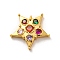 Brass Micro Pave Cubic Zirconia Pendants, Long-Lasting Plated, Lead Free & Cadmium Free, Gold, Pentacle, Colorful, 19x19.5x4mm, Hole: 1.2mm