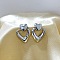 Fashionable Statement Style Heart Brass Stud Dangle Earrings for Women