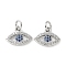 Brass Micro Pave Cubic Zirconia Charms, Cadmium Free & Nickel Free & Lead Free, Horse Eye Charms, with Jump Ring, Platinum, 10x13x2mm, Hole: 3mm