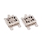 Tarnish Resistant 304 Stainless Steel Box Clasps, 2-Strand, 4-Hole, Rectangle with Flower, Stainless Steel Color, 15x10x3mm, Hole: 1mm