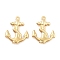 316 Surgical Stainless Steel Pendants, Real 18K Gold Plated, Anchor & Helm, 24x18x3mm, Hole: 1mm
