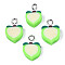 Handmade Polymer Clay Charms, with Platinum Tone Iron Loop, Imitation Fruit, Peach, Pale Green, 13~16x8~10x4~5mm, Hole: 1.8~2mm