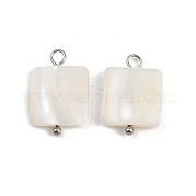 Квадратные подвески из натуральных ракушек STAS-D378-38P