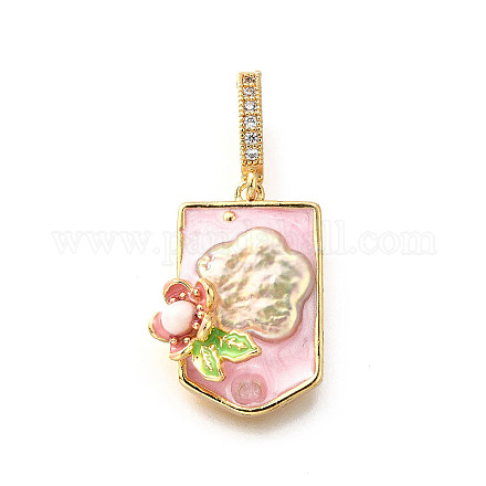 Латунные подвески с микропаве из кубического циркония и эмали KK-R222-16G-03-1