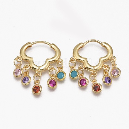 Серьги-кольца из латуни с микро-паве из фианита EJEW-L231-56G-1