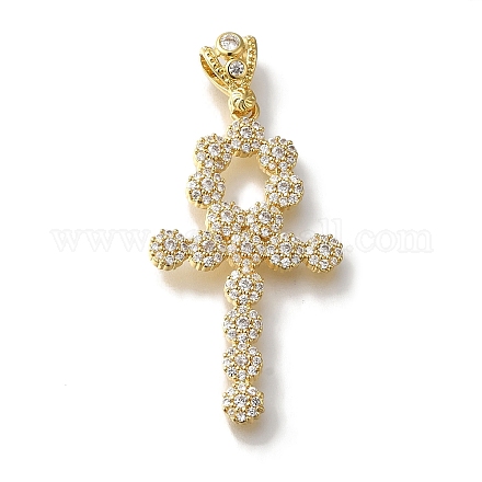 Подвеска из латуни с микропаве и поперечной стойкой KK-U019-17G-03-1