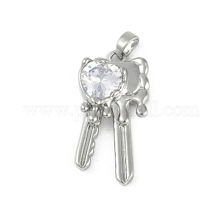 Латунные микропаве прозрачные подвески с фианитом KK-Z078-33P-1