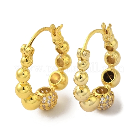 Серьги-кольца из латуни с микропаве из кубического циркония EJEW-R162-41G-1