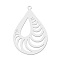 Non-Tarnish 201 Stainless Steel Pendants, Laser Cut, Teardrop, Stainless Steel Color, 35x24x1mm, Hole: 1.6mm