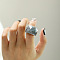 Fashionable 304 Stainless Steel & Natural Labradorite Finger Rings, Real 18K Gold Plated, US Size 8(18.1mm)