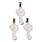Natural Quartz Crystal Pendants, Rock Crystal Pendants, with Platinum Plated Iron Snap on Bails, Heart Shaped Key Charms, 38~39x18~19x7~8mm, Hole: 7.5x3mm