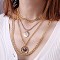 Alloy Disc Pendant Multi Layered Necklaces for Women, Golden, 13.78 inch(35cm)