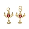 Brass Micro Pave Cubic Zirconia Pendants, Candlestick, with Jump Ring, Long-Lasting Plated, Cadmium Free & Lead Free, Rack Plating, Real 18K Gold Plated, 21x13x5.5mm, Hole: 3mm