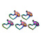 Alloy Pendants, Paramedic Pendants, Cadmium Free & Nickel Free & Lead Free, Heart with Nurse Cap, Rainbow Color, 21x23x2mm, Hole: 1.5mm