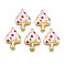 Autumn Theme Rack Plating Alloy Enamel Pendants, Cadmium Free & Nickel Free & Lead Free, Light Gold, Mushroom, Pink, 23x16x3.5mm, Hole: 1.5mm