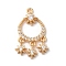 Brass Micro Pave Clear Cubic Zirconia Pendants, Nickel Free, Wind Chime, Octagonal, Golden, 23x12.5x3mm, Hole: 1.2mm