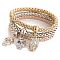 3Pcs Alloy Rhinestone Charm Bangle Set, Stackable Bangles for Women, Skull, Inner Diameter: 2-3/4 inch(7cm)