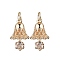 Brass Micro Pave Cubic Zirconia Pendants, with Jump Ring, Real 14K Gold Plated, Bell, 16x10.5mm, Hole: 3.5mm