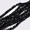 Faceted Rondelle Glass Beads Strands, Black, 3.5~3.8x2.5~3mm, Hole: 0.8mm, about 105~110pcs/strand, 29~31cm