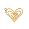 304 Stainless Steel Pendants, Ion Plating(IP), Heart Charms, Real 14K Gold Plated, 24.5x28.5x2mm, Hole: 2mm