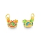 Alloy Enamel Charm, with Jump Rings, Matte Gold Color, Crab, Colorful, 10.5x11x1.5mm, Hole: 3.6mm