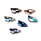 Glass Rhinestone Cabochons, Pointed Back Plated, Faceted, Left Swan Wing, Mixed Color, 9.5x18x5mm