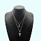 Star Pendant Necklaces, Natural Orange Calcite Hexagonal Cone Necklace, Double Layer Necklaces