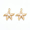 304 Stainless Steel Pendants, with Enamel, Starfish Charms, Real 18K Gold Plated, Ion Plating(IP), White, 25x22x3mm, Hole: 2mm