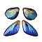 4Pcs Transparent Epoxy Resin Butterfly Wings Pendants, with Gold Foil & Glitter Powder, Blue, 29~39.5x18.5~23x2.5~3mm, Hole: 1.1mm