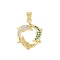Brass Micro Pave Cubic Zirconia Pendants, Cadmium Free & Nickel Free & Lead Free, Real 18K Gold Plated, Dolphin, Green, 23x18x2.5mm, Hole: 4x3.5mm