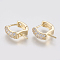 Brass Micro Pave Cubic Zirconia Ear Harp Hoop Earring Findings,  with Latch Back Closure, Clear, Nickel Free, Real 18K Gold Plated, 13.5x12x4mm, Pin: 1mm