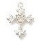 Rack Plating Alloy Pendants, with Rhinestone, Heart, Cross, Silver, 23.5x17.5x3.5mm, Hole: 1.6mm