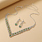 Teardrop Alloy Rhinestone Pendant Necklaces & Stud Earrings Sets, Peridot, 320mm