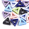 Handmade Porcelain Bead Frames, Bright Glazed Porcelain, Triangle, Mixed Color, 13.5x15x5.5mm, Hole: 2mm