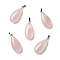 Natural Rose Quartz Pendants, with Platinum Tone Brass Findings, Teardrop, 33x15x7~7.5mm, Hole: 5x3.5mm