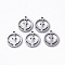 Non-Tarnish 304 Stainless Steel Pendants, Laser Cut, Round Ring with Anchor, Stainless Steel Color, 16x14x1mm, Hole: 1.2mm
