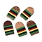 Jamaican Colour Epoxy Resin & Walnut Wood Pendants, Geometric Charms, Arch, 37.5x22.5x3.5mm, Hole: 2mm