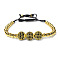 Adjustable Brass with Black Cubic Zirconia Beaded Braided Bracelets, Golden