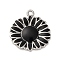 Alloy Enamel Pendants, Lead Free & Cadmium Free, Flower Charm, Platinum, Flower, 28x25.5x2.5mm, Hole: 2.1mm