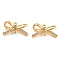 Brass Micro Pave Clear Cubic Zirconia Connector Charms, Cadmium Free & Nickel Free & Lead Free, Bowknot Links, Real 18K Gold Plated, 7.5x14x5mm, Hole: 1mm